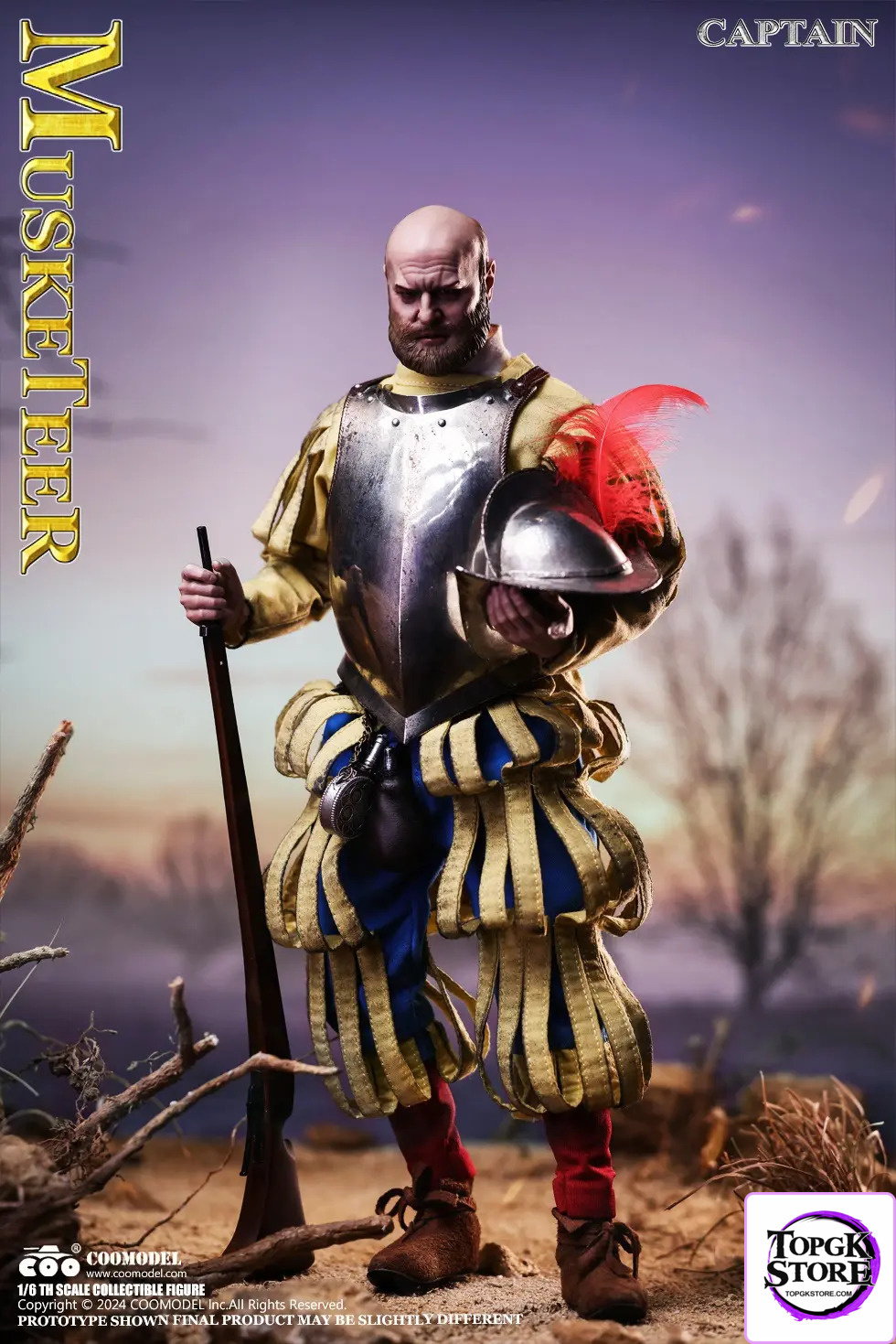 COOMODEL Studio – 1/6 SE138 & SE139 SERIES OF EMPIRES – SPANISH CONQUISTADOR MUSKETEER SERGEANT (Licensed) - 