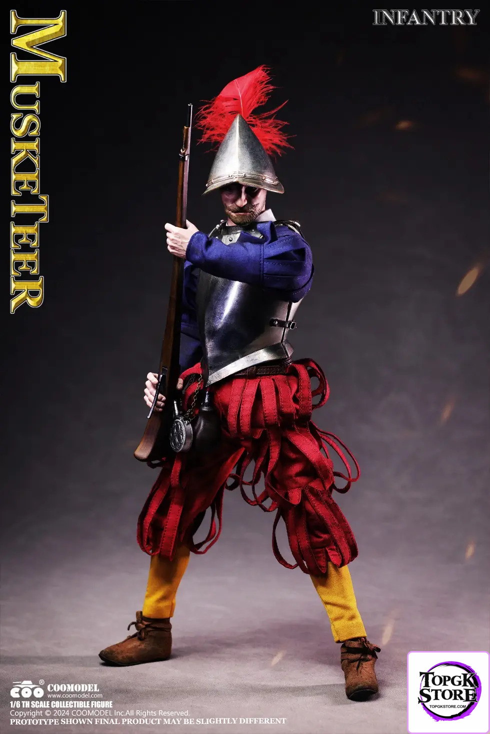 COOMODEL Studio – 1/6 SE138 & SE139 SERIES OF EMPIRES – SPANISH CONQUISTADOR MUSKETEER SERGEANT (Licensed) - 