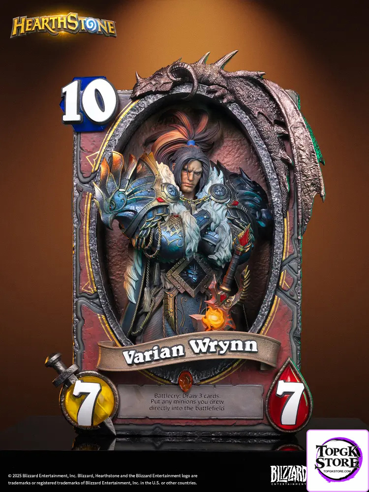 HEX Collectibles & Blizzard Entertainment – Hearthstone Varian Wrynn Legendary Card Art Statue HEXFRAME02 (Licensed