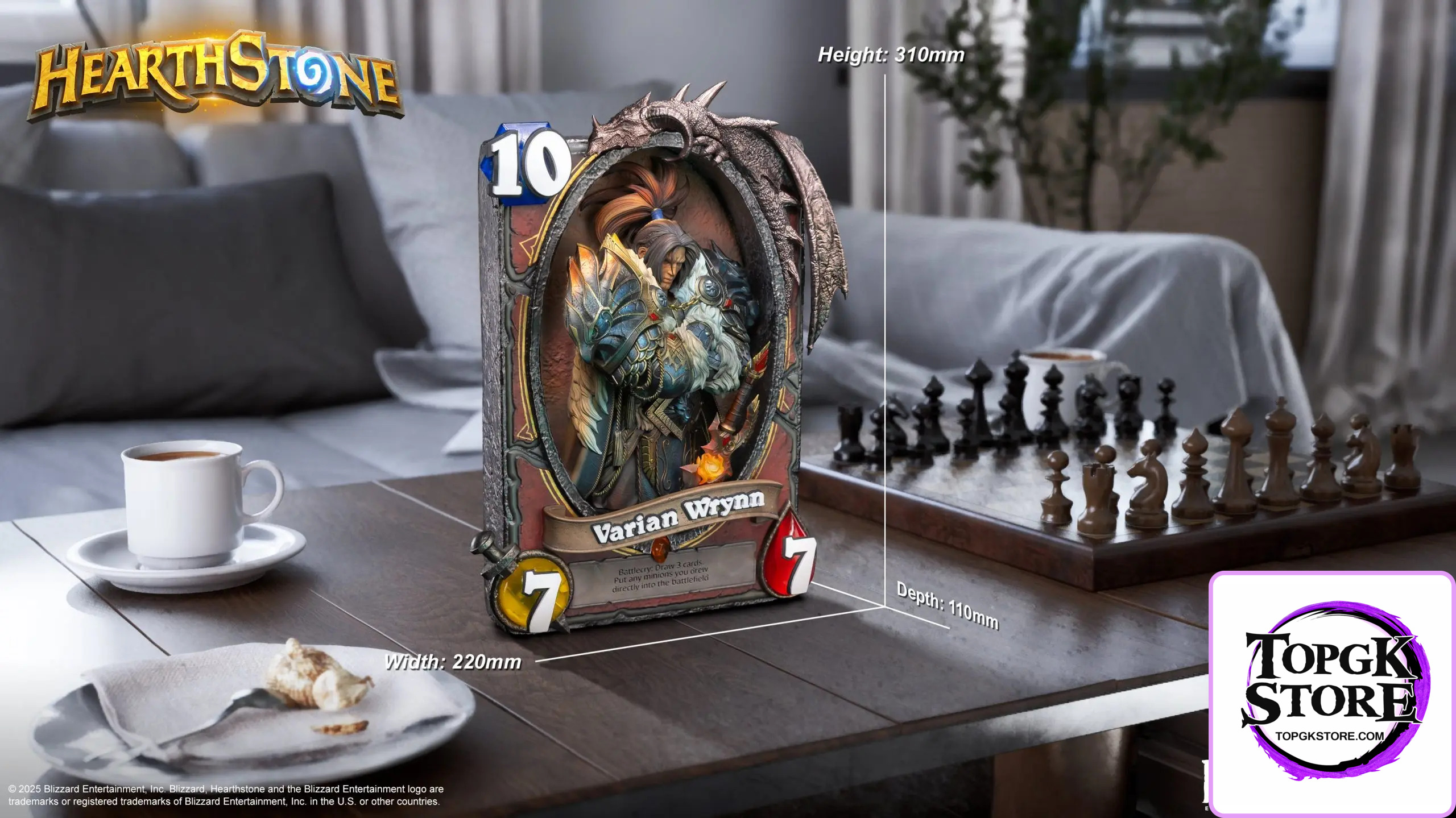HEX Collectibles & Blizzard Entertainment – Hearthstone Varian Wrynn Legendary Card Art Statue HEXFRAME02 (Licensed
