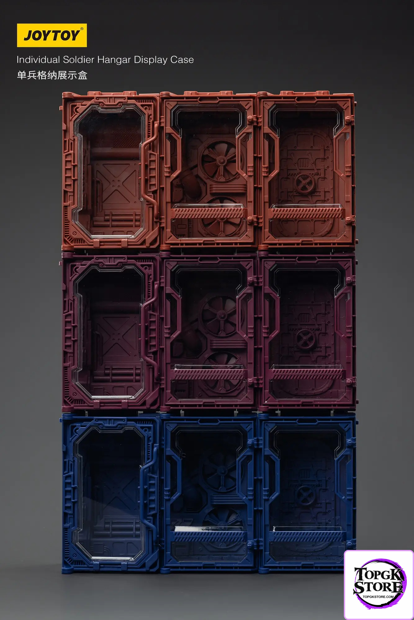 JOYTOY – Individual Soldier Hangar Display Case – Blazing Red & Stellar Purple & Abyssal Blue A B C (Lice