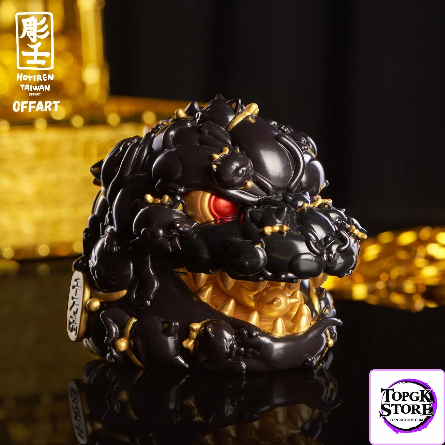 OFFART & A Ren – OFFART X Horiren Red Flame Hundred Cats Mini – Black Gold Bust (Licensed) - Photo 3 | TopGKS