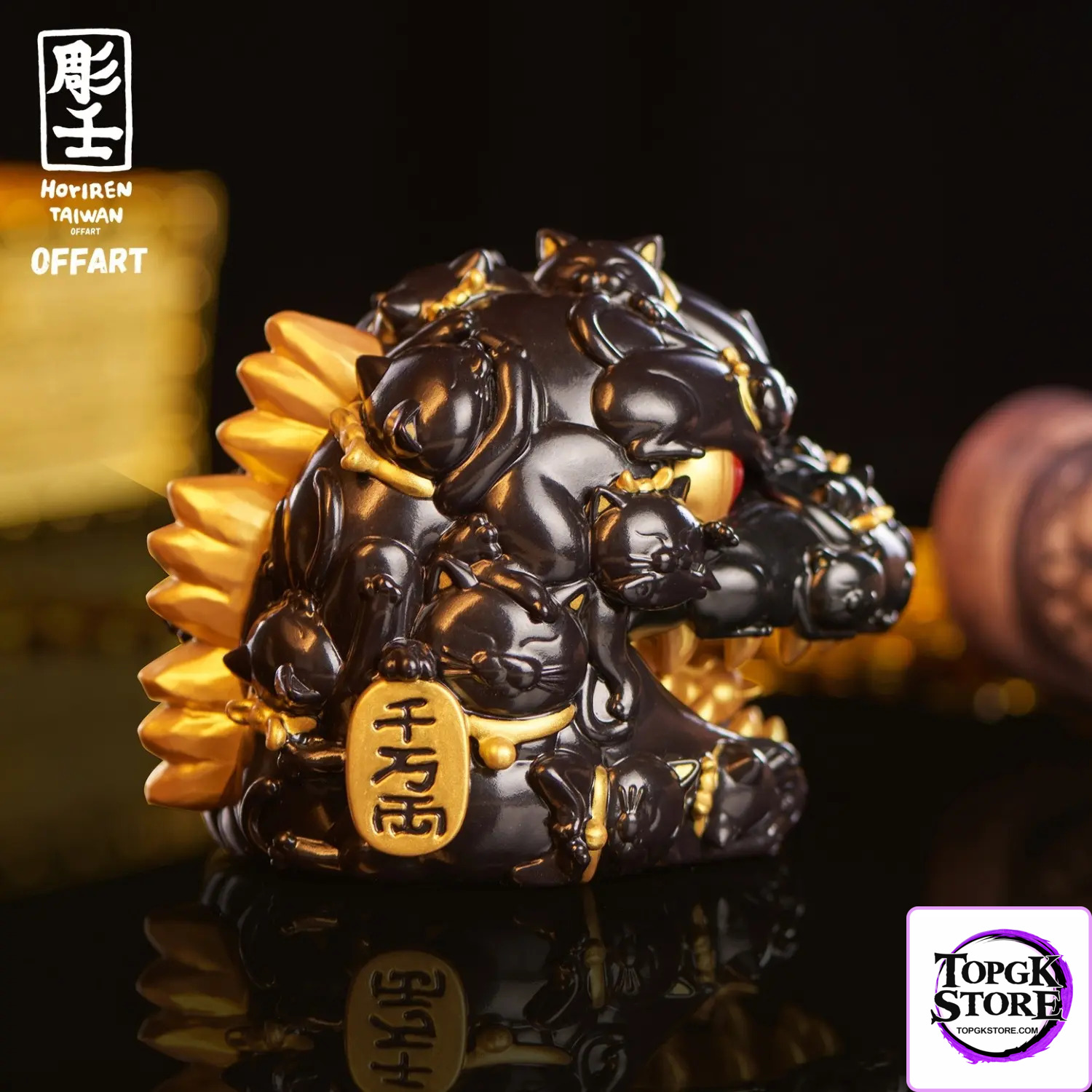 OFFART & A Ren – OFFART X Horiren Red Flame Hundred Cats Mini – Black Gold Bust (Licensed) - Photo 2 | TopGKS