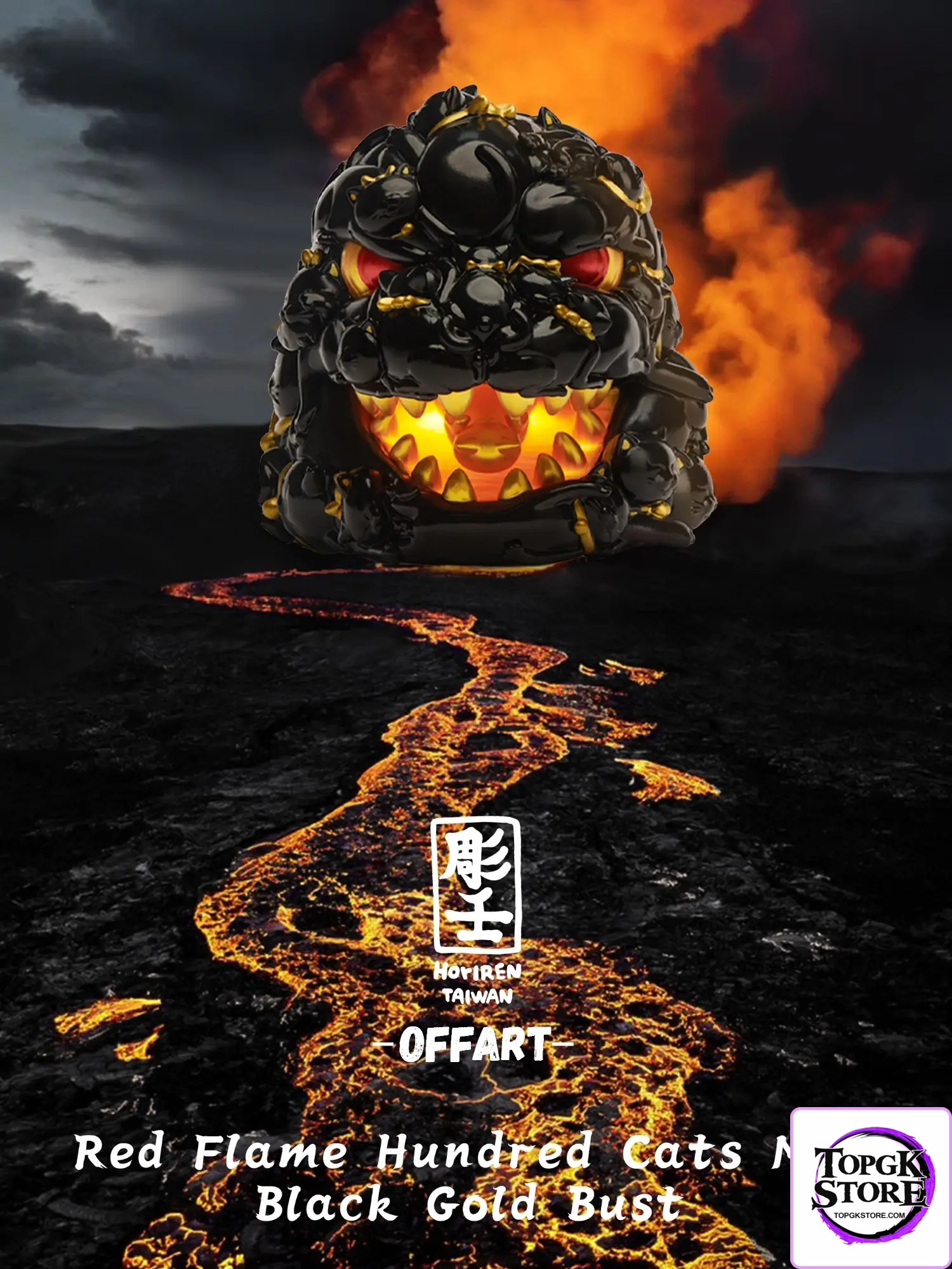 OFFART & A Ren – OFFART X Horiren Red Flame Hundred Cats Mini – Black Gold Bust (Licensed) - Photo 15 | TopGK