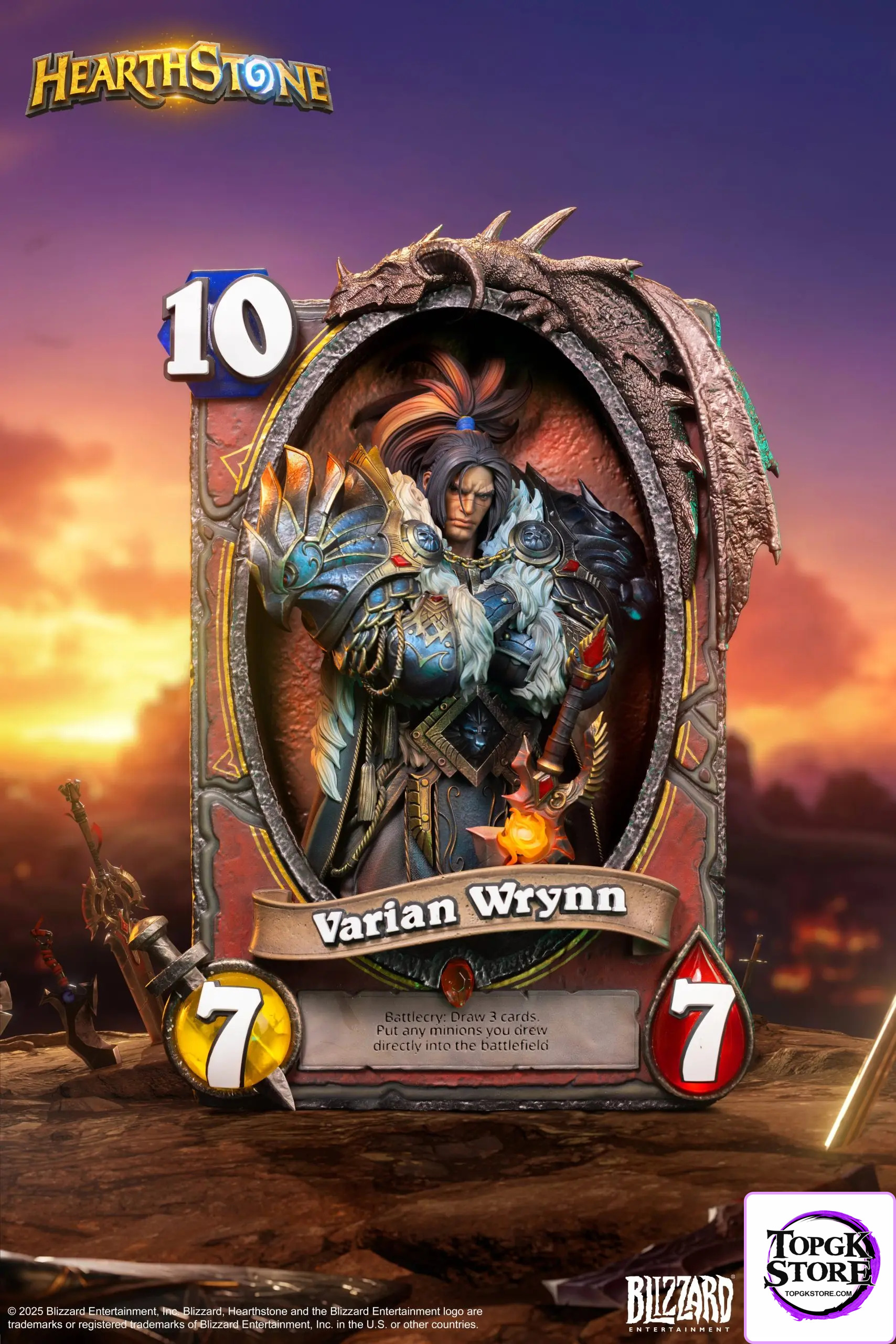 HEX Collectibles & Blizzard Entertainment – Hearthstone Varian Wrynn Legendary Card Art Statue HEXFRAME02 (Licensed