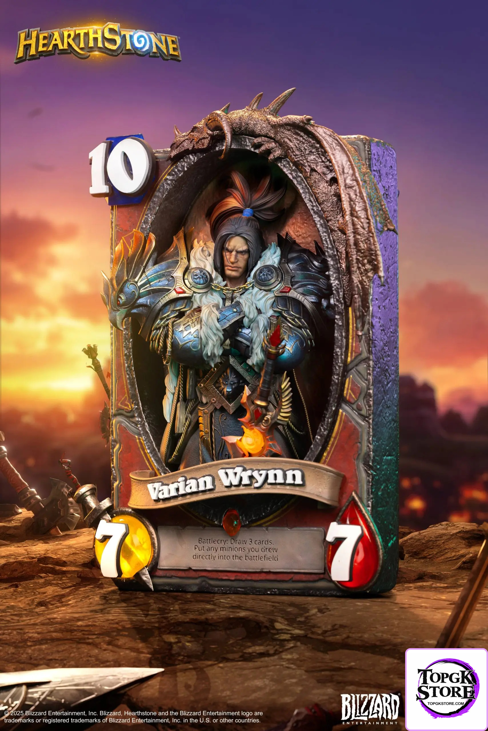 HEX Collectibles & Blizzard Entertainment – Hearthstone Varian Wrynn Legendary Card Art Statue HEXFRAME02 (Licensed