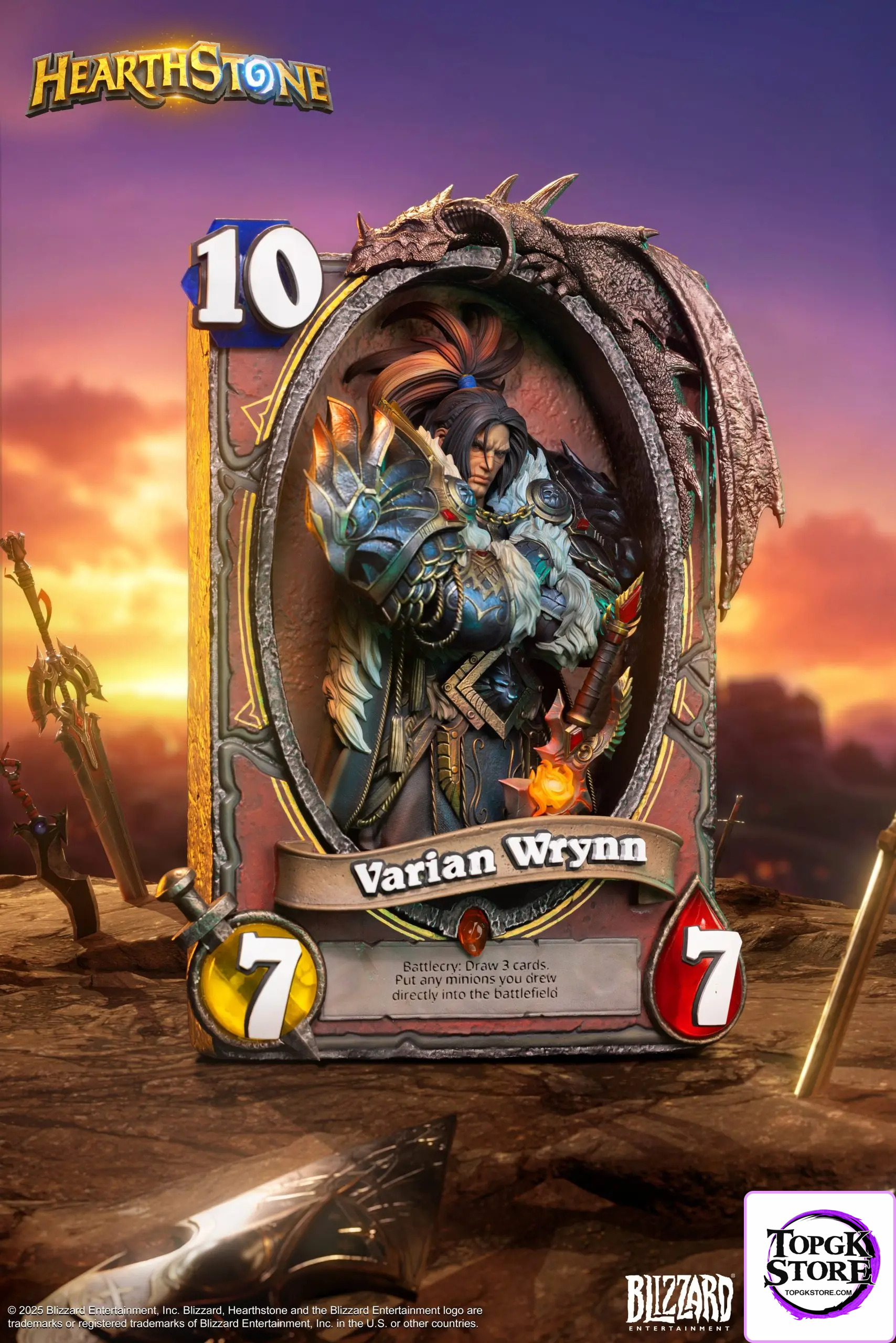 HEX Collectibles & Blizzard Entertainment – Hearthstone Varian Wrynn Legendary Card Art Statue HEXFRAME02 (Licensed