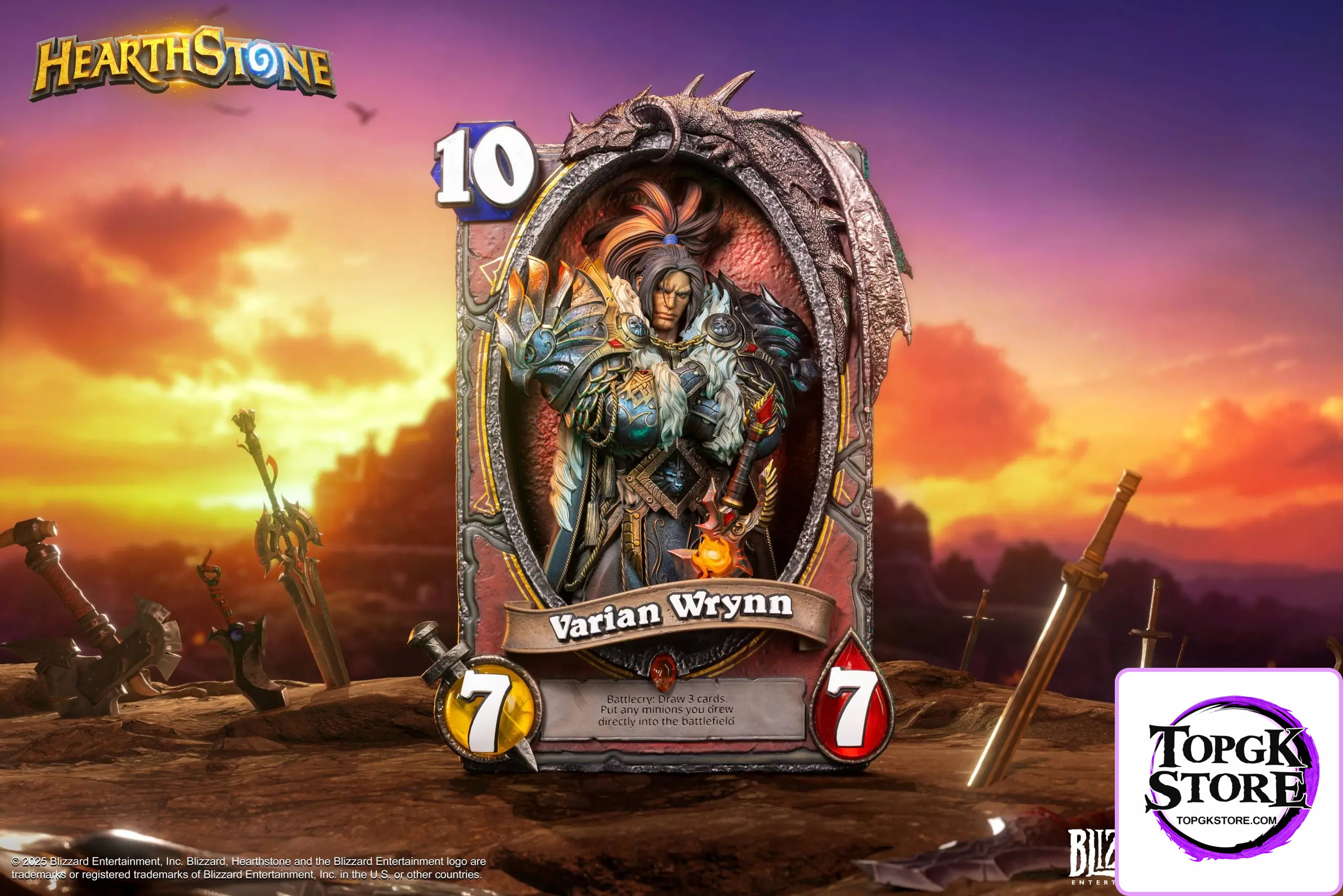 HEX Collectibles & Blizzard Entertainment – Hearthstone Varian Wrynn Legendary Card Art Statue HEXFRAME02 (Licensed