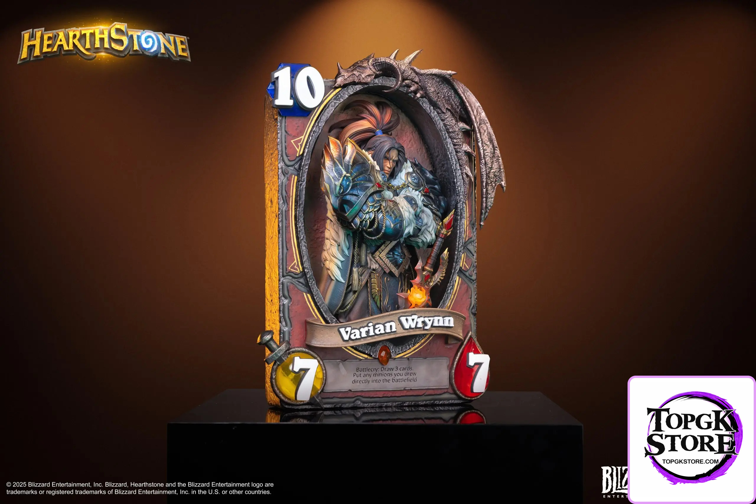 HEX Collectibles & Blizzard Entertainment – Hearthstone Varian Wrynn Legendary Card Art Statue HEXFRAME02 (Licensed