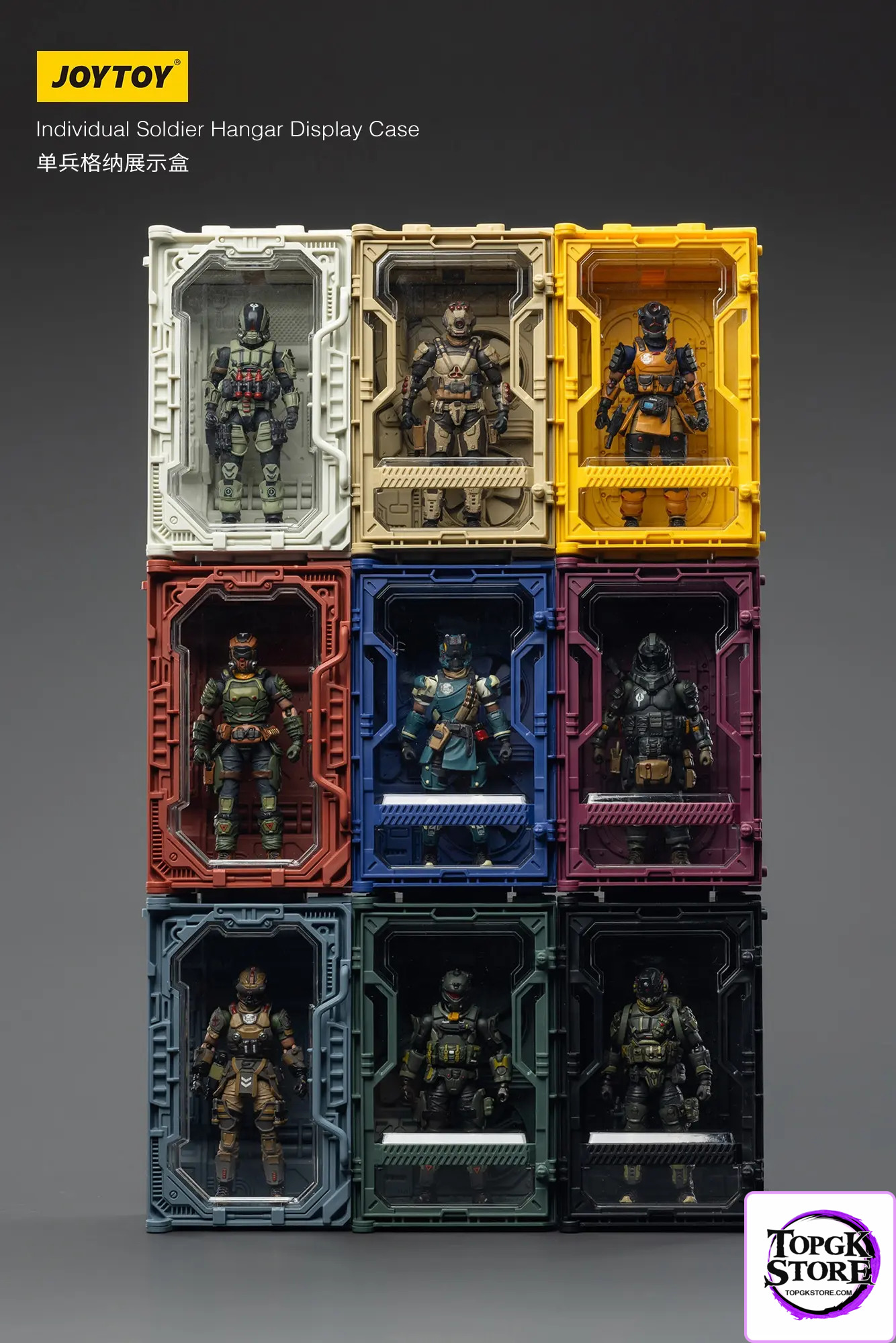 JOYTOY – Individual Soldier Hangar Display Case – Blazing Red & Stellar Purple & Abyssal Blue A B C (Lice