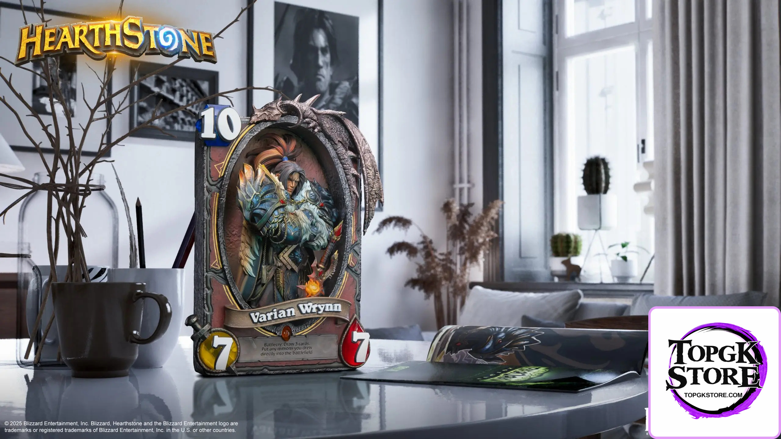 HEX Collectibles & Blizzard Entertainment – Hearthstone Varian Wrynn Legendary Card Art Statue HEXFRAME02 (Licensed