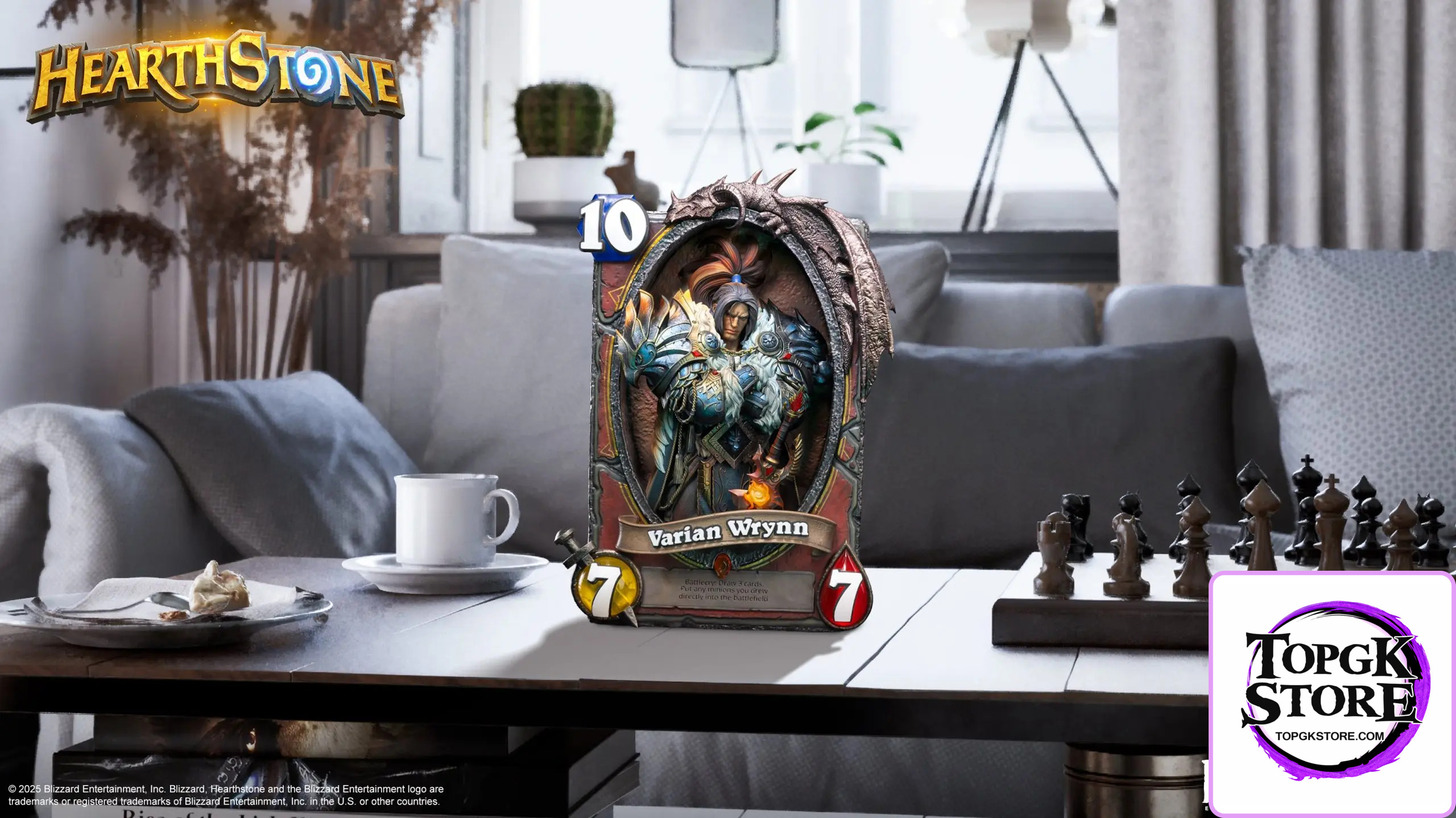 HEX Collectibles & Blizzard Entertainment – Hearthstone Varian Wrynn Legendary Card Art Statue HEXFRAME02 (Licensed