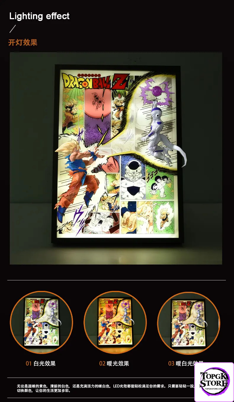 Time tree Studio – Dragon Ball Son Goku & Frieza Figure Out of Comics 3D Stereo Light Painting - Photo 6 | TopGKSto
