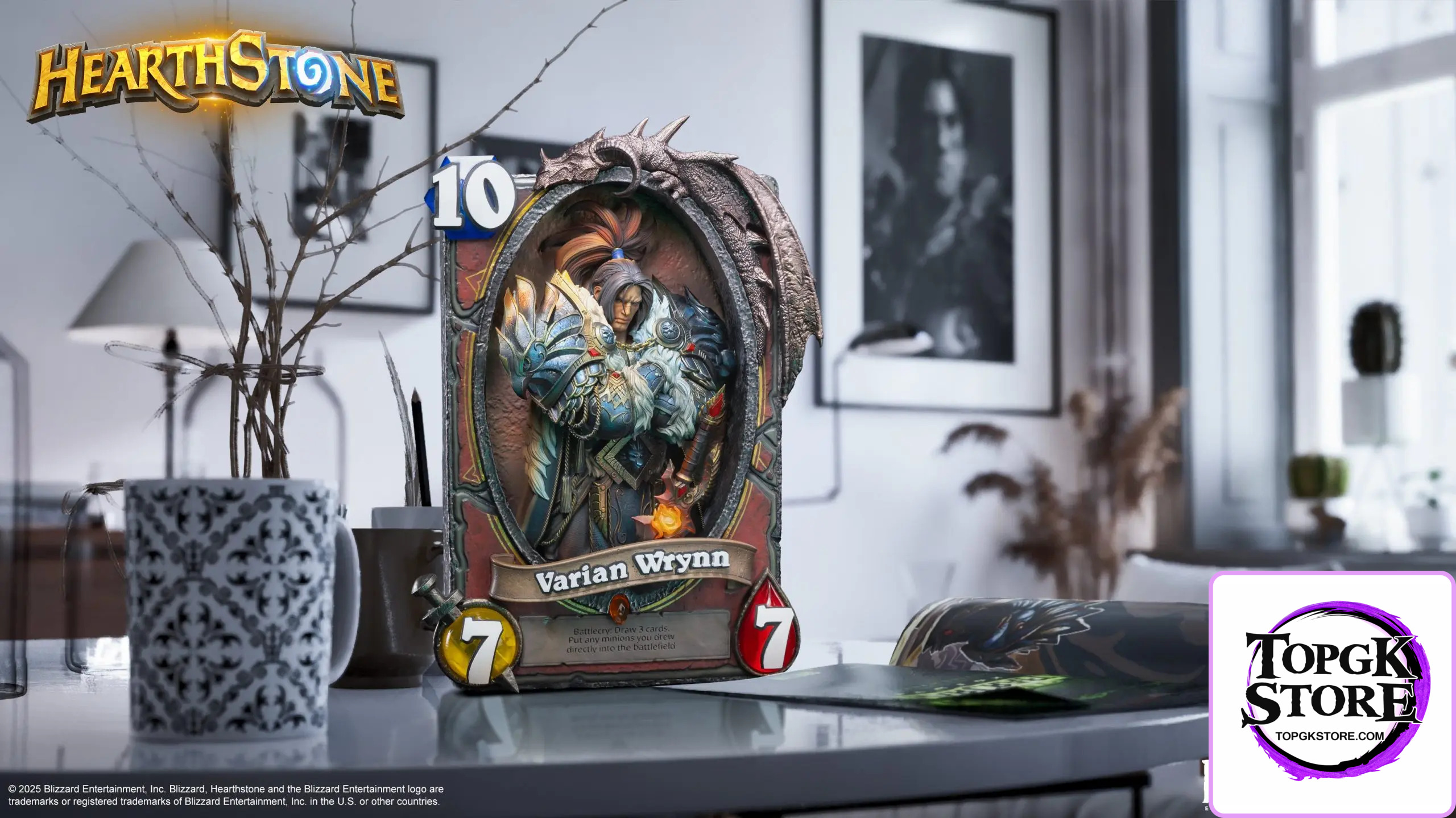 HEX Collectibles & Blizzard Entertainment – Hearthstone Varian Wrynn Legendary Card Art Statue HEXFRAME02 (Licensed