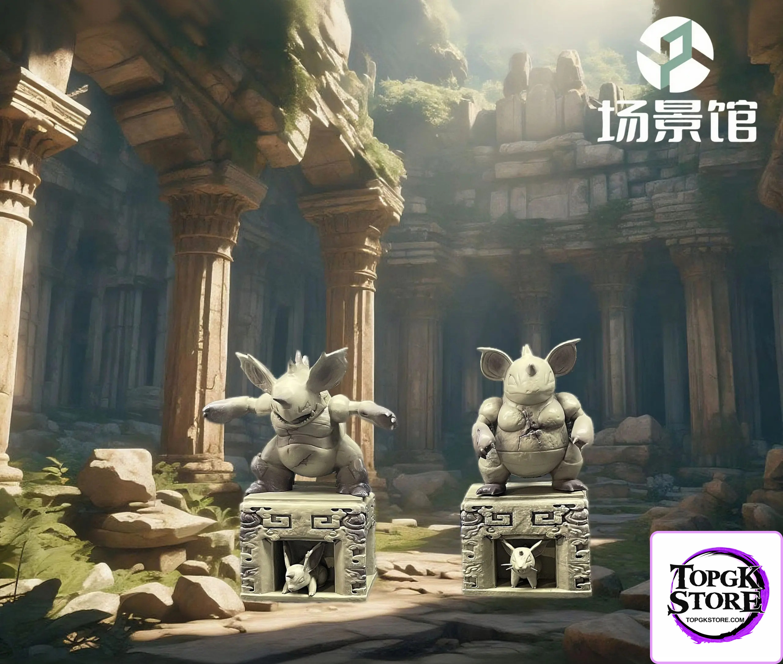 SP Chang Jing Guan Studio – Pokémon Statue Ruins Series #1 Nidoking & Nidoqueen - Photo 1 | TopGKStore
