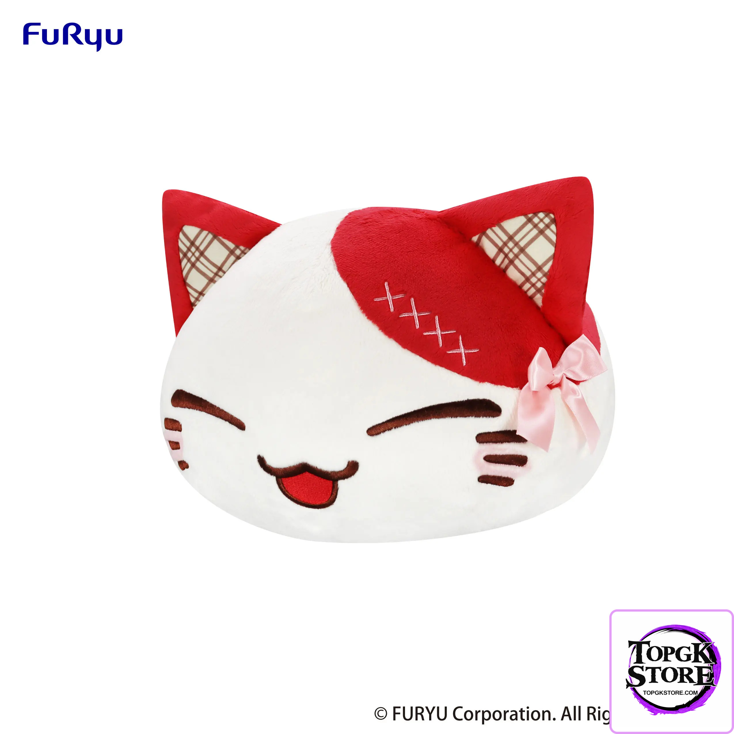 FURYU – Nemuneko Cat Sweet Big Plush Toy Brown & Red (Licensed) - Photo 2 | TopGKStore