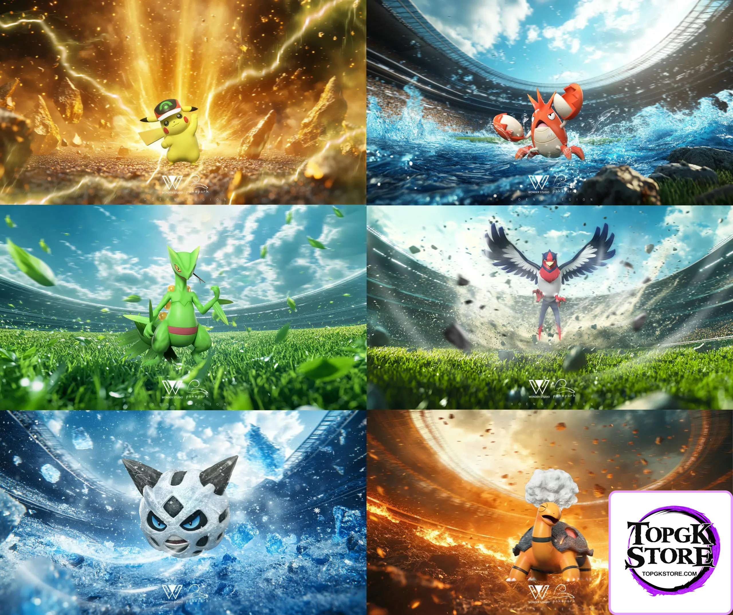 Wonder Studio – Pokémon Ash’s Team 03 Hoenn Region Pikachu & Corphish & Torkoal & Sceptile & Swel
