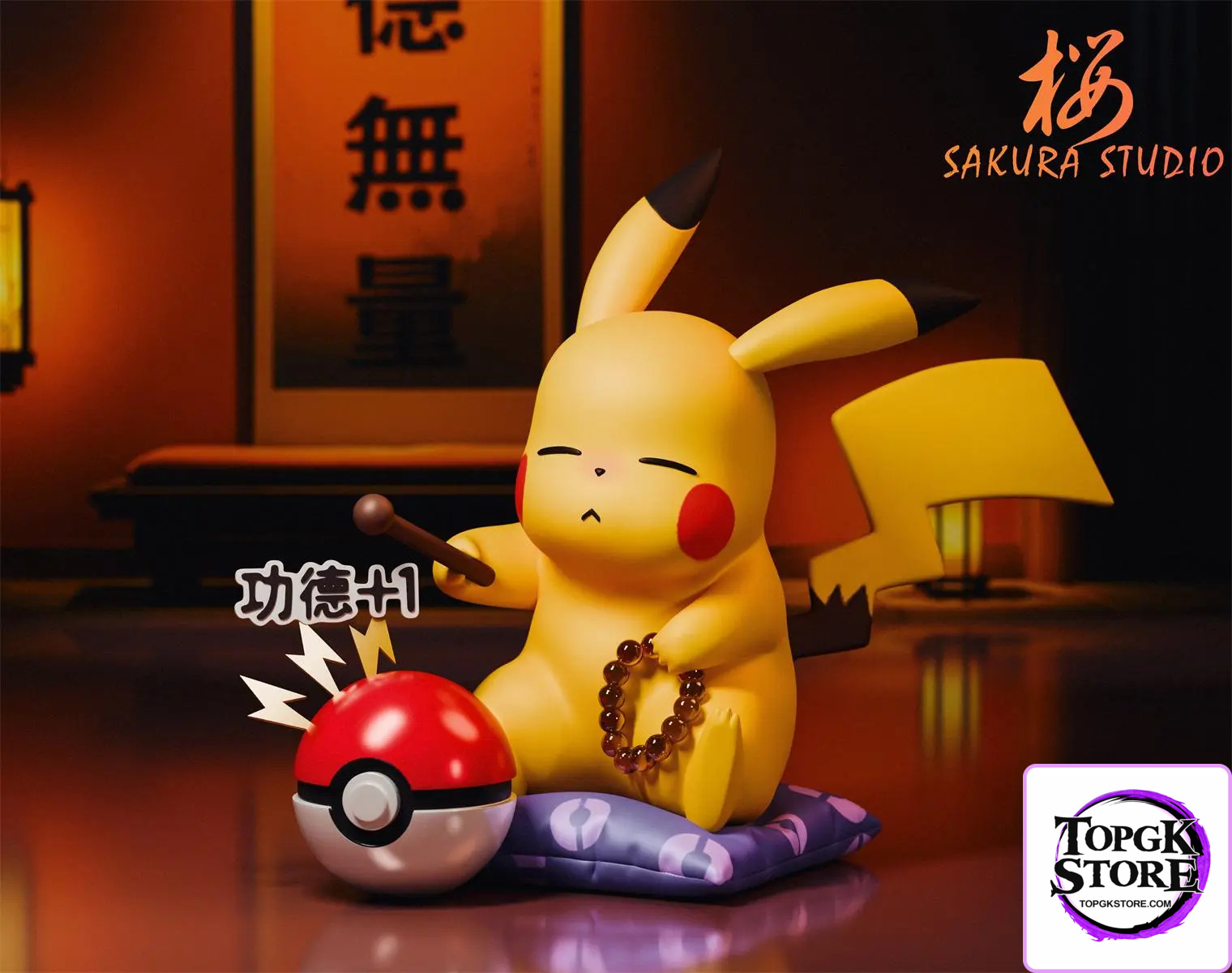 SAKURA Studio – Pokémon Pikachu Tapping the Mokugyo - Photo 1 | TopGKStore