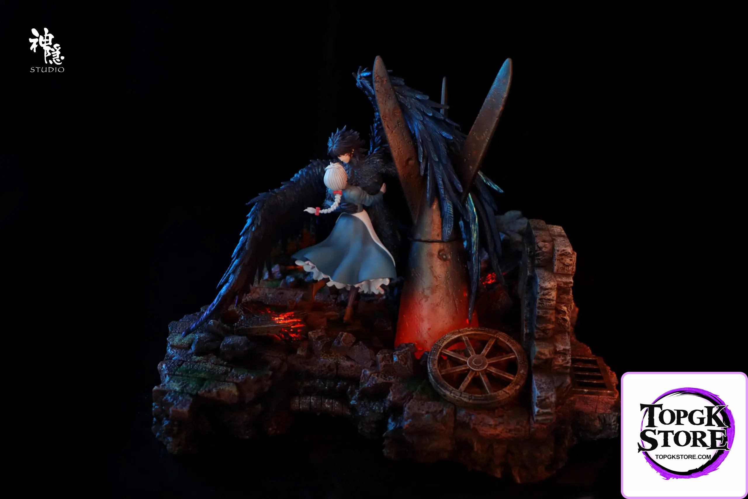 Shen Yin Studio – Howl’s Moving Castle Silhouette Moments Series Howl & Sophie Embrace Amidst the Flames - Ph