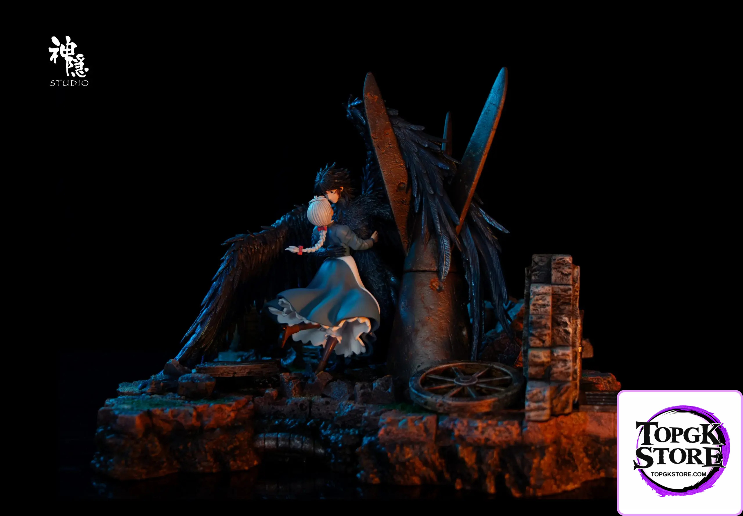 Shen Yin Studio – Howl’s Moving Castle Silhouette Moments Series Howl & Sophie Embrace Amidst the Flames - Ph