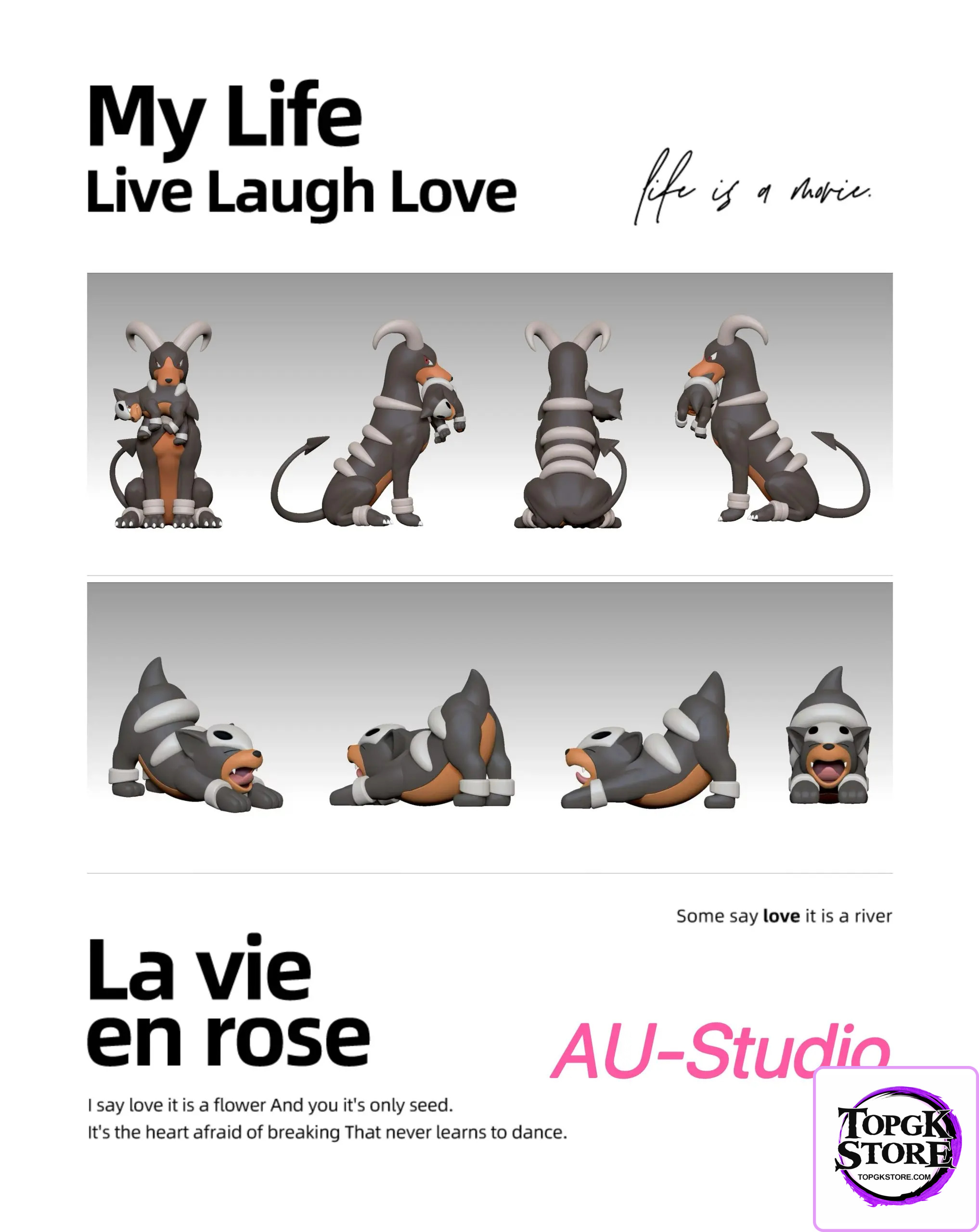 AU Studio – Pokémon Dog Illustration Series Houndoom & Smeargle & Fidough - Photo 1 | TopGKStore