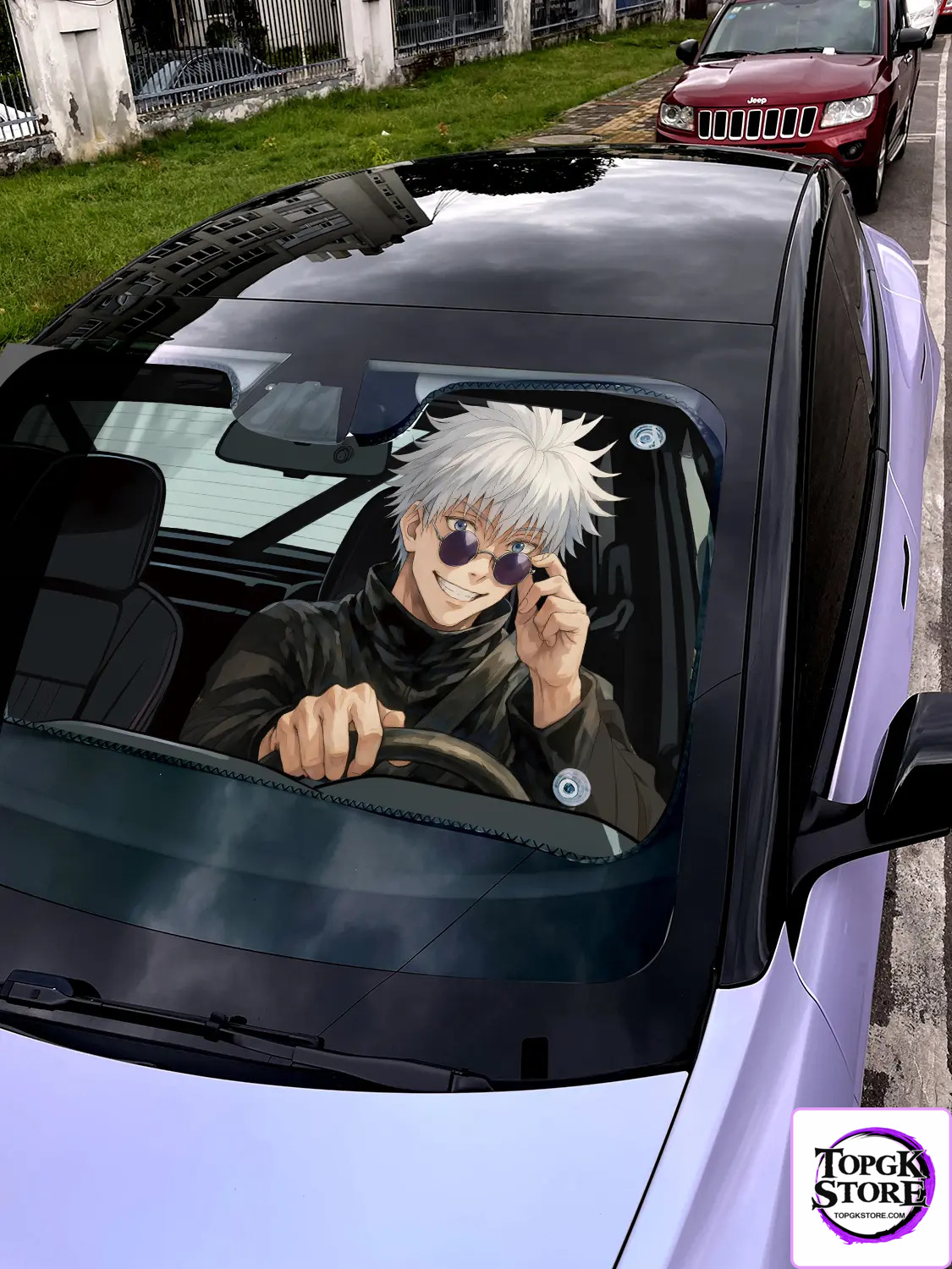 Plover Studio – Jujutsu Kaisen Satoru Gojo Car Windshield Sunshade, Summer UV Protection Front Windshield Cover - Photo