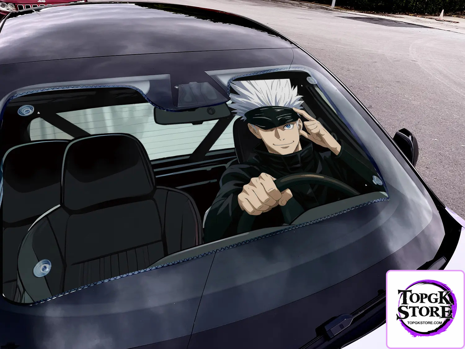 Plover Studio – Jujutsu Kaisen Satoru Gojo Car Windshield Sunshade, Summer UV Protection Front Windshield Cover - Photo