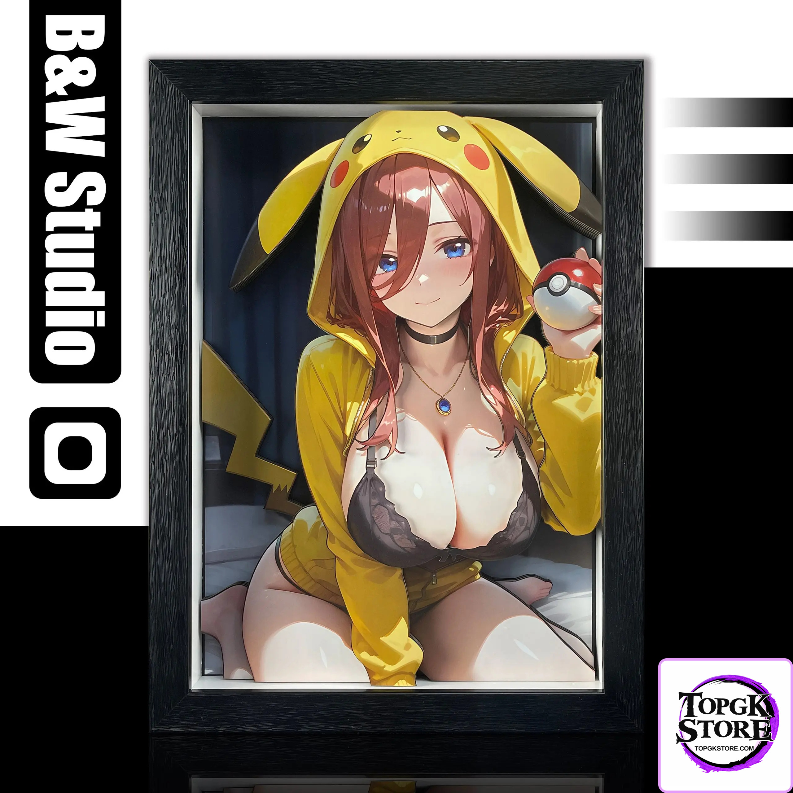 B&W Studio – The Quintessential Quintuplets Pikachu Girls Series Decorative Art #4 Miku Nakano 3D Wall Art - Photo