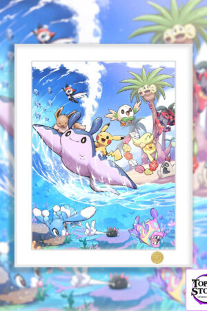 H-TWO Studio – Pokémon Pikachu & Eevee & Incineroar & Rowlet & Exeggutor Summer Alola Wall Art - Photo 