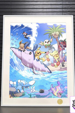H-TWO Studio – Pokémon Pikachu & Eevee & Incineroar & Rowlet & Exeggutor Summer Alola Wall Art - Photo 