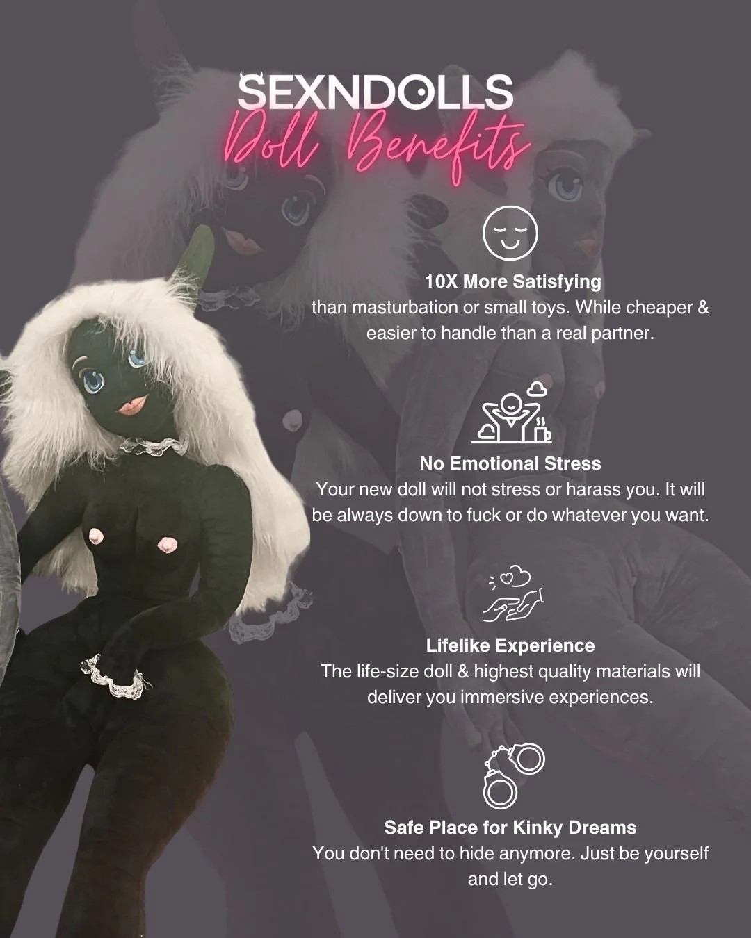 Drow Dark Elf Sex Doll Plush Toy 160cm - Image 7