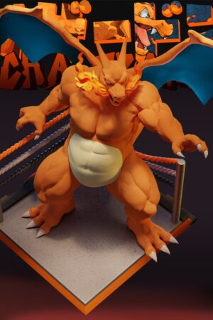 Alternative view of Shibadon Studio Pokémon IP Muscular Charizard & Big Belly Charizard Limited Adult-Oriented Statue Figure