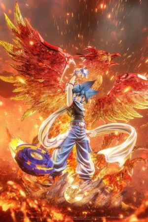 Alternative view of Kai Hiwatari Beyblade 1/6 Scale TOPGK Statue (LED Base) – Lue Ying Studio