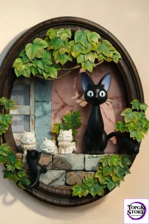 Jiji and Kittens Under Eaves Kiki’s Delivery Service - ShenYin Studio