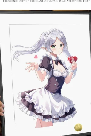 Adorable Maid Frieren Decorative Painting (A3 & 4K) – Frieren: Beyond Journey’s End Limited Edition Wall Art | HuangGua Studio