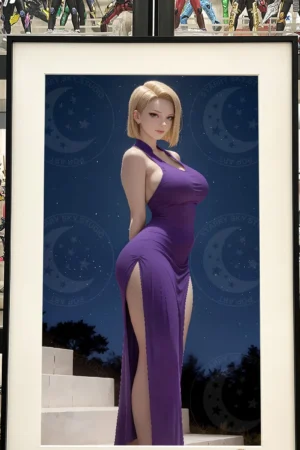 Android 18 Night Sky Decorative Painting | Dragon Ball Anime Wall Art | Xingkong Studio 66pcs Limited