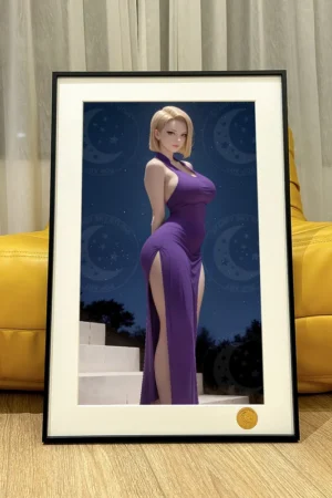 Alternative view of Android 18 Night Sky Decorative Painting | Dragon Ball Anime Wall Art | Xingkong Studio 66pcs Limited