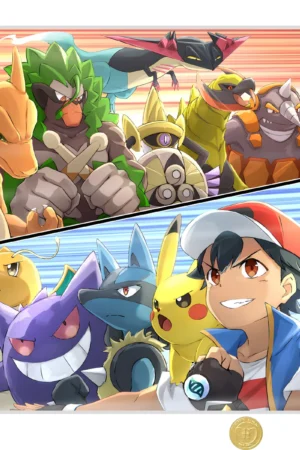 Alternative view of Ash vs Leon Pokémon Art Print | 50×40cm Framed Wall Art | H-TWO Studio Limited Edition