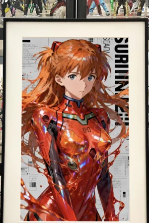 Asuka Langley Soryu Vibrant Decorative Painting | Evangelion Anime Wall Art | Xingkong Studio 66pcs Limited