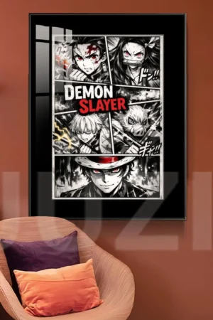 Alternative view of Black & White Manga Slice Art | Demon Slayer Decorative Painting | JuZi Studio UV HD Anime Wall Art Limited Edition
