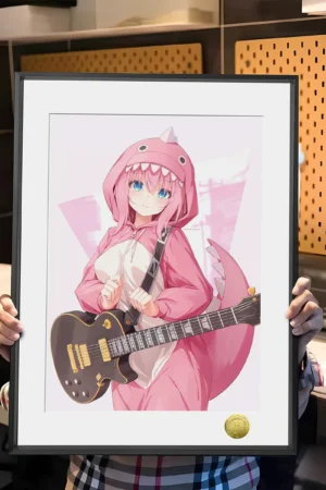 Alternative view of Bocchi the Rock Pink Bocchi-chan Art Print | A3 4K Limited Edition Wall Art | HuangGua Studio 88pcs