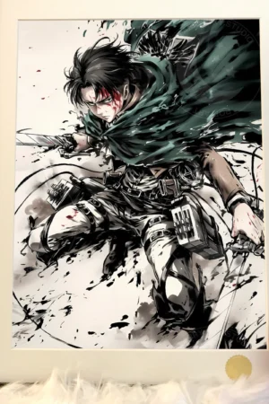 Alternative view of Celestial Ink Wash Levi Ackerman Decorative Painting | Attack on Titan Anime Art Print | Xingkong Studio 66pcs Limited
