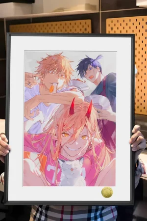 Alternative view of Chainsaw Man – Denji & Power & Aki – TOPGK Decorative Painting – HuangGua Studio