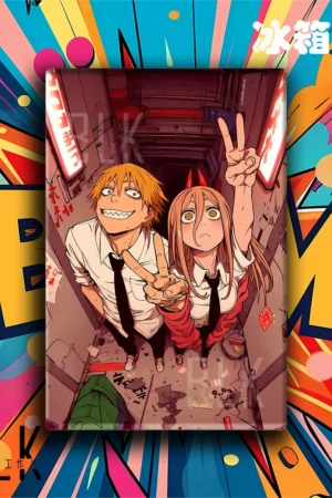 Alternative view of Denji × Power “Chaotic Duo” Limited Decorative Painting  — Chainsaw Man | BLK Studio