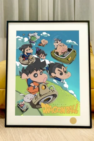 Alternative view of Dragon Ball × Crayon Shin-chan Crossover Decorative Painting | Anime Wall Art | Xingkong Studio 66pcs Limited
