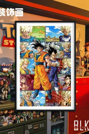 Dragon Ball – Son Goku & Vegeta Decorative Painting & Fridge Magnet | BLK Studio Framed Art Set