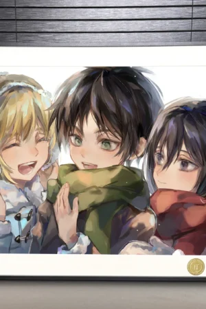Alternative view of Eren × Mikasa × Armin “Trio” Limited Decorative Painting — Attack on Titan | H-TWO Studio × TOPGK