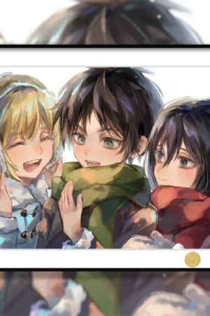Eren × Mikasa × Armin “Trio” Limited Decorative Painting — Attack on Titan | H-TWO Studio × TOPGK