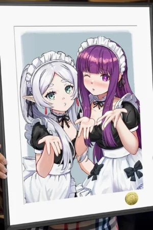 Alternative view of Frieren & Fern Maid Decorative Painting | A3 4K Anime Art Print | HuangGua Studio 88pcs Limited
