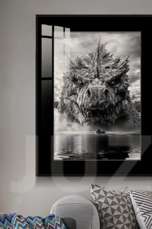 Godzilla Lake Shadow Decorative Painting – Classic Kaiju Monster Wall Art | JuZi Studio